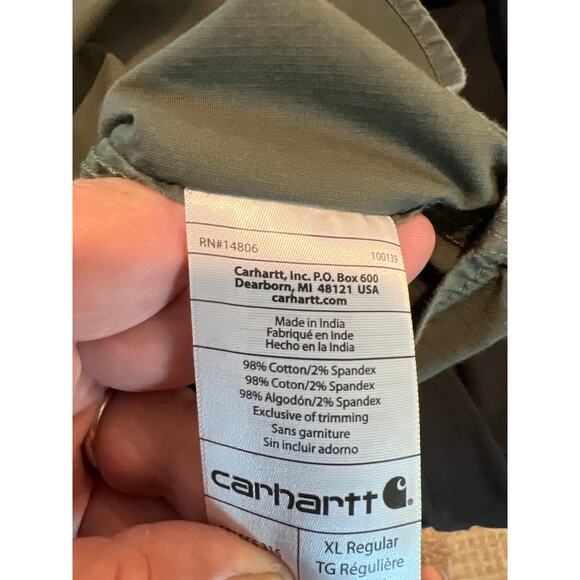 Carhartt size XL army green short sleeve button down shirt - Picture 3 of 3